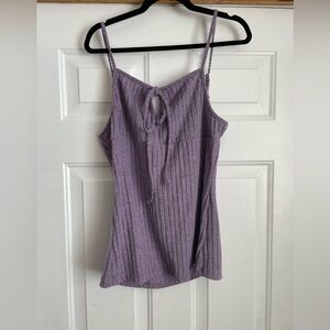 Women's Purple Ribbed Knit Top, XXL